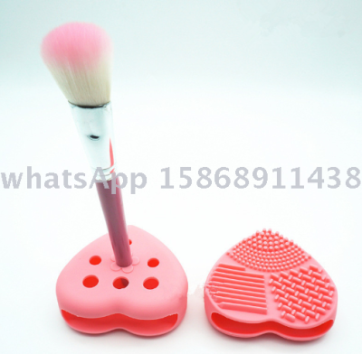 Silicone with hole heart-shaped egg cleaning tool cosmetic brush tool holder jack cosmetic brush tool holder
