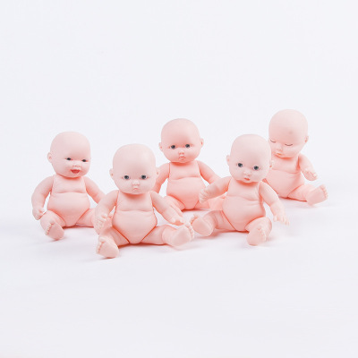 Hot Selling Supply Manufacturer Direct Wholesale Play House Doll 4 Different Expressions Cute Bald Body Vinyl Figurine Black Baby