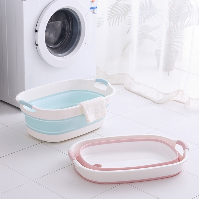 Q04-2013 Folding Laundry Basin Multifunctional Folding Basin Baby Bathtub xi cai lan Laundry Basket Storage Pot