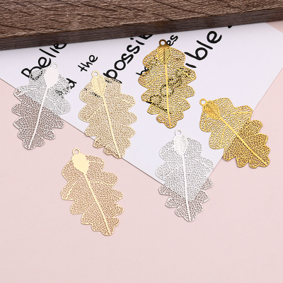 Leaves Long Necklace New European And American Style Simplicity And Exaggeration Gem Set Leaves Hollow All-Match Trendy Ear Studs
