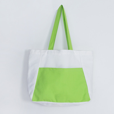 Contrast Color Portable Canvas Bag One-Shoulder Canvas Bag Environmental Protection Casual Tote Bag Large Shopping Cotton Bag Custom