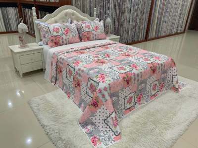 European ultra soft bedding three-piece jacquard printed thin summer quilt single double use bed cover home textile