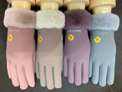 Winter warm gloves Ladies with velvet to protect against cold outdoor cycling touchs-screen gloves with wool mouth Winter cotton gloves