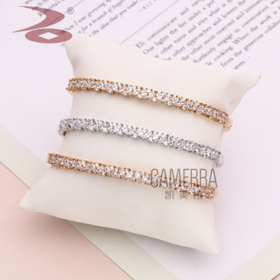 Multi-Drop-Shaped Rhinestone wei xiang Best Seller in Europe and America Annual Hot Strip Narrow Copper Zirconium Simple Bracelet Ring