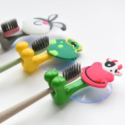 Cute Cartoon Animal Shape Strong Suction Cup Wall-Mounted Toothbrush Holder Children's Creative Toothbrush Holder Hanger Hook