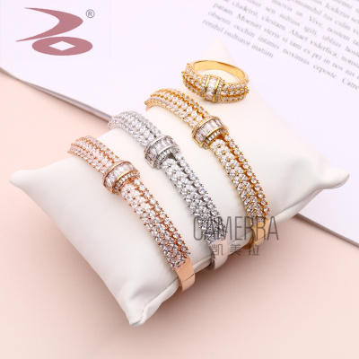 European and American Fashion Rhinestone Encrusted Decoration Series of Copper-Zirconium Women Bracelet Lovers Birthday Gift Color Variety