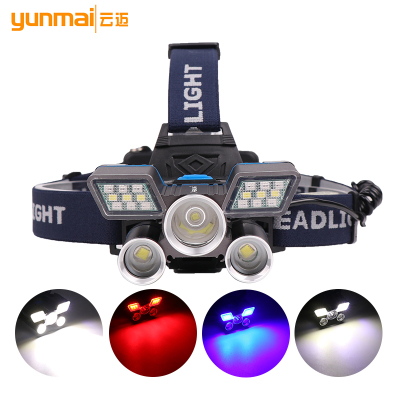 Cross-Border New Arrival L2 +2 * T6 + LED Headlight USB Charging Power Display with Red and Blue Warning Light Major Headlamp