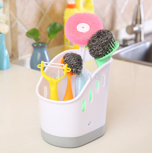 rag draining storage bucket kitchen rack countertop storage box