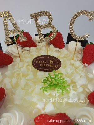 New Metal cake with bright Diamond Cake with 26 letters of Diamond cake with ABCDEFG