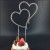 Alloy Cake Insert Pairs of Love Heart Cake Inserting Card Birthday Wedding Decoration with Rhinestone Love Heart Cake Plug-in