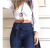 Europe and the United States Trade hot high-waisted and buttock strap Bell-bottom wide-leg jeans women