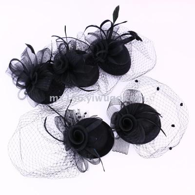 European and American Popular Mesh Bow Corsage Brooch Hairware Wrist Flower Multi-Purpose Wedding Performance Accessories