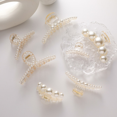 Pearl Clip Headdress hairpin back of the head Headdress Web Celebrity Korean version of Instagram Girls Pan hair small hair catch hair Accessories