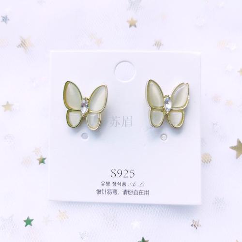 s925 silver needle fritillary temperament butterfly stud earrings female gentle super fairy high sense earrings french simple internet celebrity female