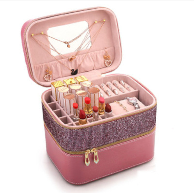 Jewelry storage box large capacity Jewelry finishing box flannelette inside dustproof carry