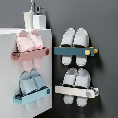 J71-TikTok One-to-Three Folding Slipper Rack Punch-Free Bathroom Towel Rack Bathroom 1-to-3 Shoe Rack