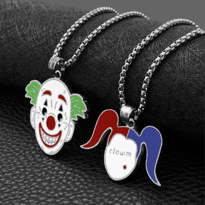 Male and Female Trendy Brand Hip-Hop Rock Cartoon Clown Pendant Fashionable All-Match Necklace Cool Titanium Steel Pendant Student Jewelry