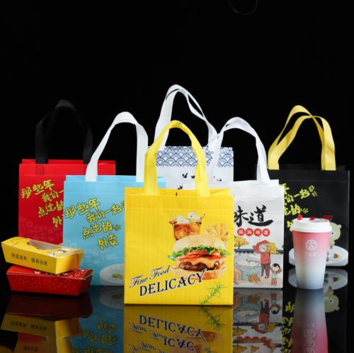 crayfish non-woven fabric color coated takeaway packing bag fried chicken roast duck portable milk tea shopping bag spot