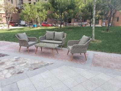 Outdoor Recreational Furniture Outdoor Outdoor Set Rattan Chair Coffee Table Sofa Combination Sunscreen and Waterproof