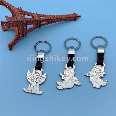 Guangdong Zinc Alloy Key Ring Metal Keychains Small Pendant Little Angel Single Brand Oil-Coated Leather Keychain