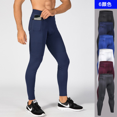 Men's Zipper Pocket Fitness Pants PRO Sport Running Training sweat fast dry high bounce Leggings