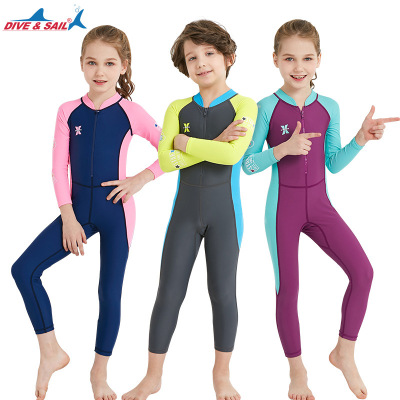 Summer's new children's wetsuit outdoor long-sleeved one-piece swimsuit suntan quick-dry for children a hair replacement