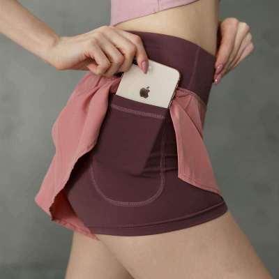 New Two Fake inner invisible Pocket Fitness Pants with Elastic soft quickdry Quick Movement and highwaist Yoga shorts