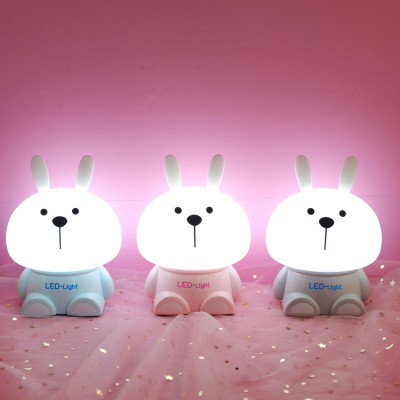 Adorable Rabbit Silicone Light Colorful Cute Rabbit Nightlight USB Rechargeable Rabbit Night Light Bedroom Bedside Lamp Decompression