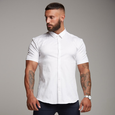 Muscle short sleeve shirt men Fitness Running Training T-shirt slim fit high stretch Quick Dry shirt sport shirt