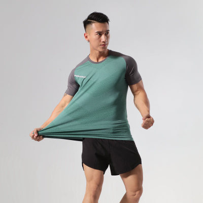 shortsleeved Men's Quickdry Tshirt in 2020 Summer Breathable elastic sweatshirt Running Exercise fitness shortsleeved