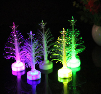 LED Christmas Fiber Tree Colorful Color Changing LED Light-Emitting Christmas Tree Christmas Gift Decoration Artistic Taper and Candle