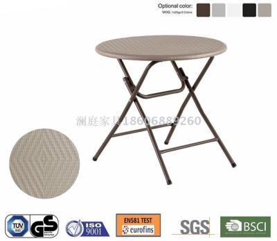 2019 Hot sale 80cm Lightweight folding round coffee table with high quality HDPE rattan outdoor panel for picnic 