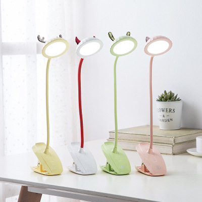 Cartoon Demon Clip Touch Table Lamp LED Touch Clip Night Light Eye Protection Charging Dormitory Bedroom Bedside Lamp