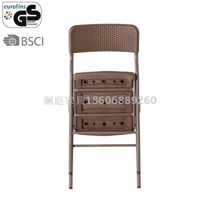 rattan folding chair HDPE plastic rental foldable portable plastic stackable chair