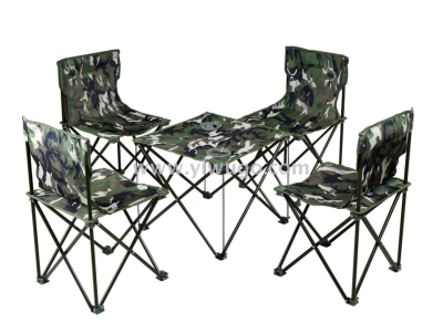 Factory Direct Camouflage Beach Chair Folding Chairs Five-piece Camping Leisure Entertainment