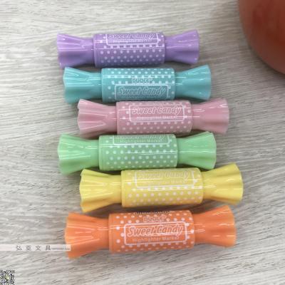 Two-headed candy highlighter Macaron fan your highlighter Set Creative stationery cartoon shaped highlighter