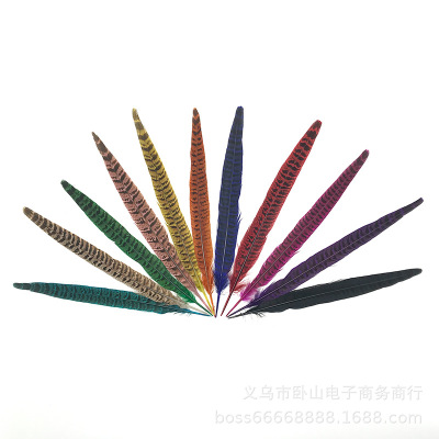 Supply Natural Copper Chicken Side Tail Pheasant Feather Pheasant Feather Ornament Clothing Crafts Feather Raw Material 25-30cm