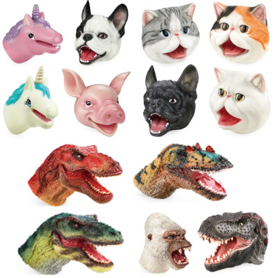 Hot Sale Soft Rubber Dinosaur Hand Puppet Gloves Animal Head White Shark Hand Puppet Model Interactive Toy Kids Toy Stall