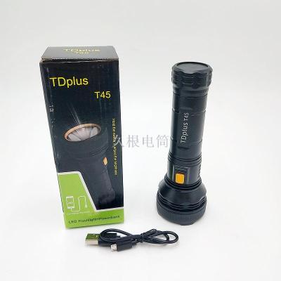 Long root Torch T45 home portable multi-functional rechargeable lithium battery flashlight