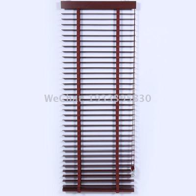 Wholesale Ventilation Fashion Aluminum Bamboo Wood Louver UV Protection Lifting Invisible Curtain Tracery Direct Sales Binds