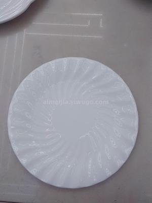10-Inch White Ceramic Threaded Plate