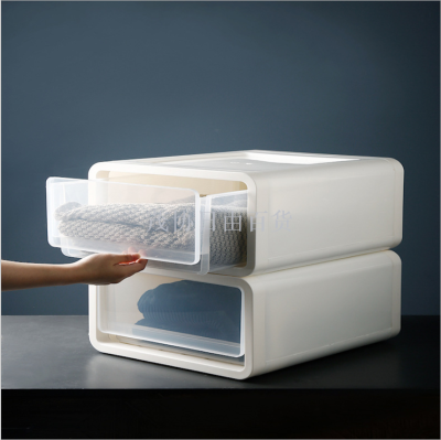 Clear drawer type storage box for clothes and toys