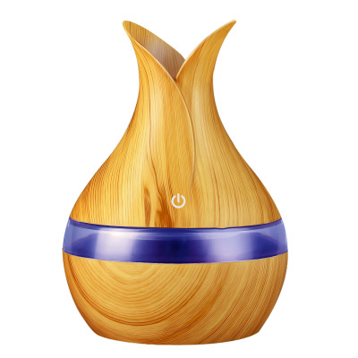 New Vase Wood Grain Humidifier Household 300ml Wood Grain Aroma Diffuser Bedroom Desktop Humidifier USB Colorful Light