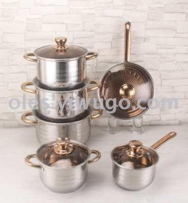 Manufacturers direct stainless steel cover pot, kitchen supplies cover stainless steel cover pot, 12 sets of pot