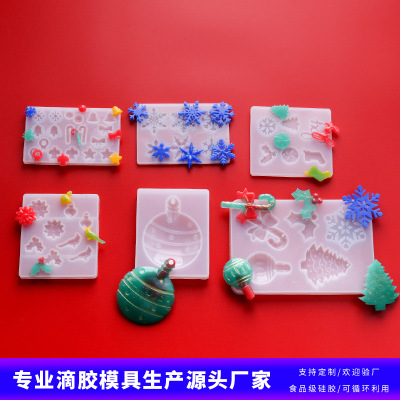 Crystal Glue DIY Christmas Series 6 Models Colorful Ball Snowflake Crutch Alphabet Socks Tag Pendant Silicone Mold