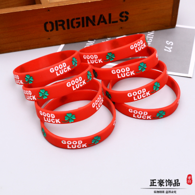 Red Lucky Four-Leaf Clover Theme Couple Messenger Bracelet Fashion Personality Sports Wristband Factory Direct Sales