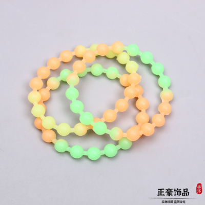 Creative Trend Gradient Color Beads Particles Skewers Silicone Bracelet Basketball Sports Group Team Logo Bracelet