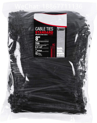 Cable straps 75 LB.1000 PCS, Standard load synthetic package UV black 8 \\\"CT15326