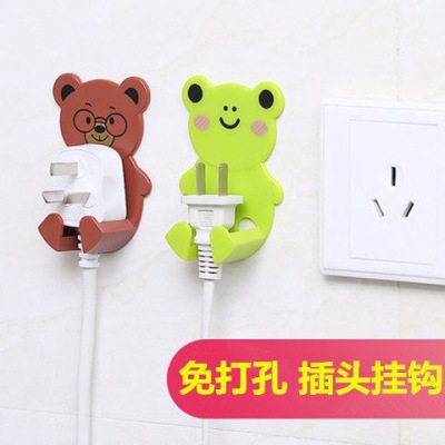 Cartoon Power Cord Plug Storage Hanger Hook Electrical Appliance Plug-in Socket Rack Strong Sticky Hook Finishing Sticking Hook Sticky