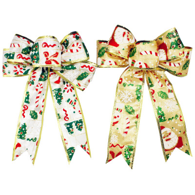 20cm painted Snowman Santa Claus ribbon bow Christmas decorations Christmas bow decoration